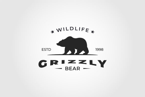 Grizzly Bear Walk Logo Vector Symbol