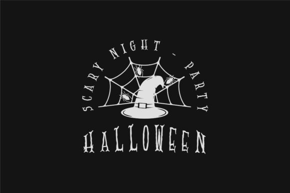 Hat of Witch and Spider Halloween Logo