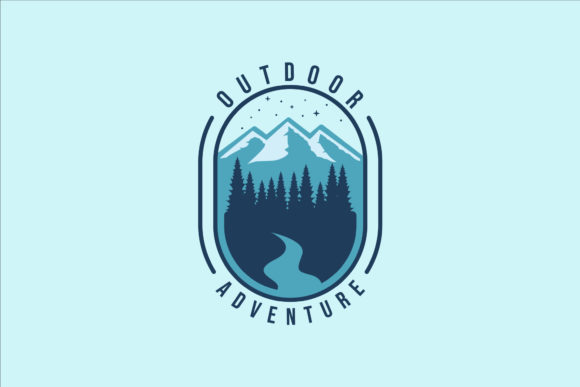 Mountain and Pines Logo Vintage Vector