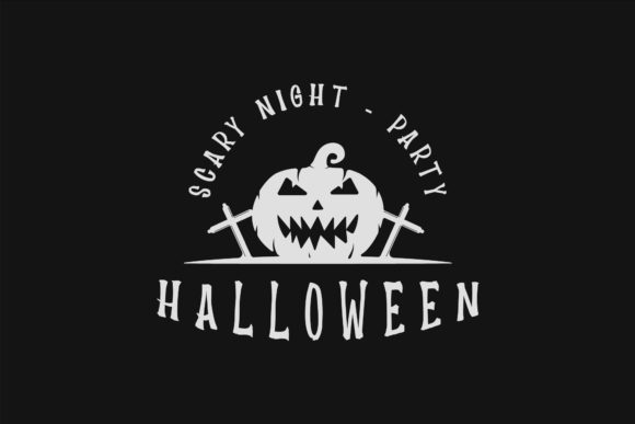 Pumpkin Halloween Logo Vintage Vector
