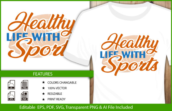 T-shirt Design Healthy Life with Sports