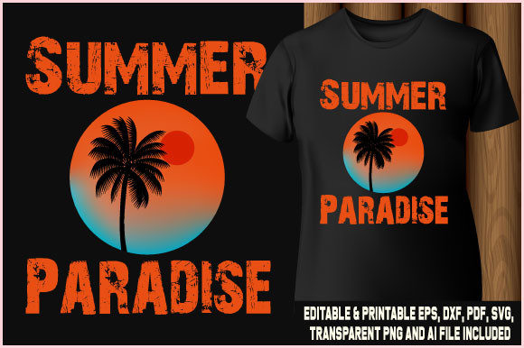 T-shirt Design Summer Paradise Vector